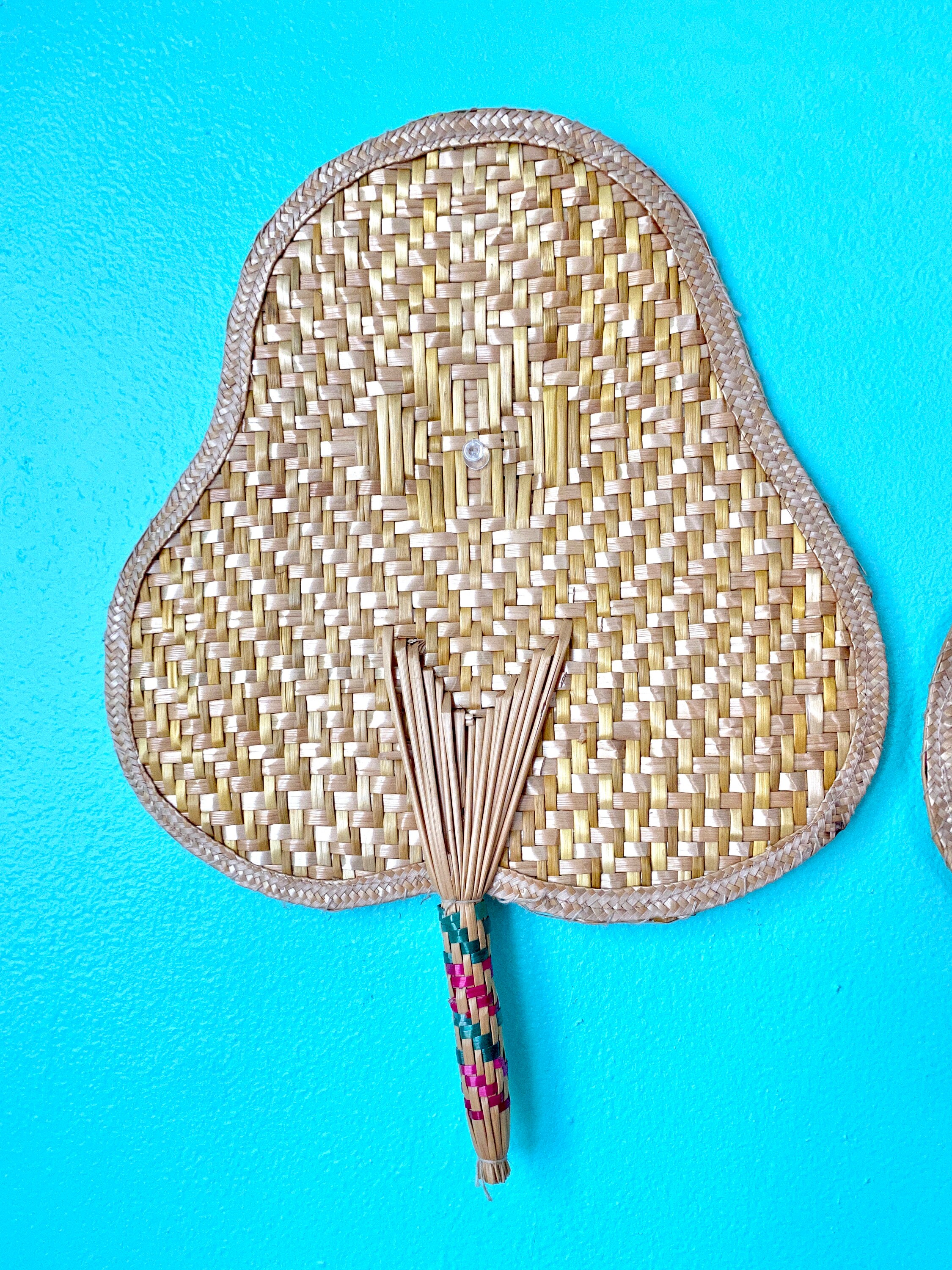 Vintage Wicker Woven Fans Set of 2 - Etsy