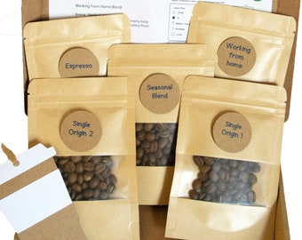 Coffee Lovers Taster Pack - 5x Speciality Coffees - Personalised Artisan coffee sampler - Letterbox gift - Fairtrade - Coffee gift