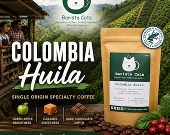 Colombia Huila Single Origin Specialty Coffee | Medium Roast, Caramel, Dark Chocolate