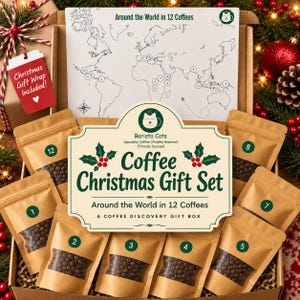 Christmas Coffee Gift Set – 5 or 12 Specialty Coffees, Around the World Coffee Tasting Box