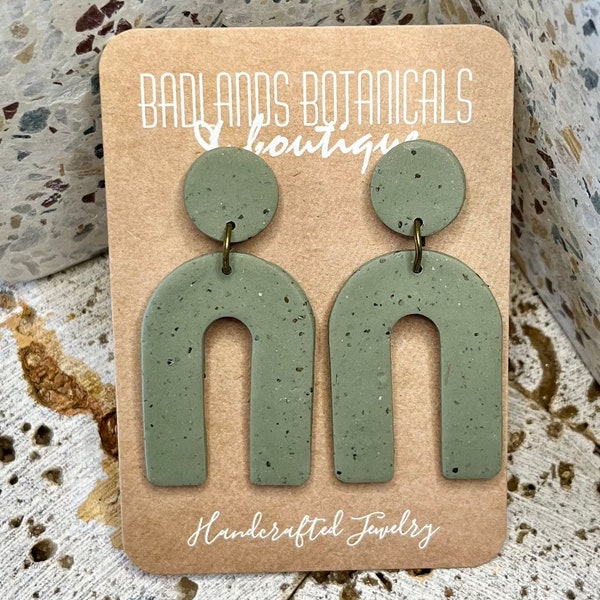 ARCH CLAY EARRINGS | Sage Green Earrings | Polymer Clay Earrings | Trendy Earrings | Green Earrings | Clay Earrings | Boho Earrings |