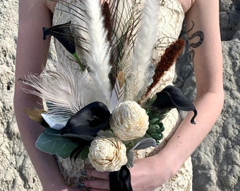 BRIDAL BOUQUET | Boho Bridal Bouquet | Peacock Feather Bouquet | Great Gatsby Wedding | Wedding Bouquet | Faux Bouquet | Artificial Bouquet