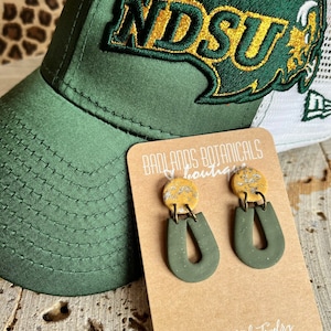 NDSU Earrings | North Dakota State University Earrings | Green Bay Packers Earrings | Green & Yellow Clay Earrings