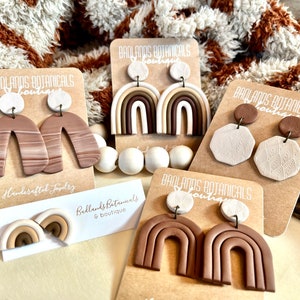 BOUCLES D'OREILLES EN ARGILE ARCH | Boucles d'oreilles en argile moka | Boucles d'oreilles arc-en-ciel | Boucles d'oreilles en pâte polymère | Boucles d'oreilles bohèmes | Boucles d'oreilles tendance en argile