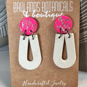 Neon Pink Clay Earrings | Hot Pink Clay Earrings