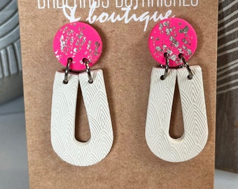 Neon Pink Clay Earrings | Hot Pink Clay Earrings