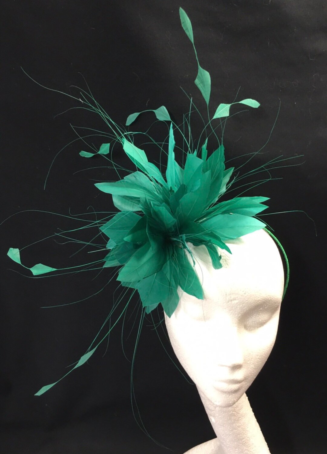 Green Jade Feather Fascinator Wedding Mother of the Bride Ascot Races