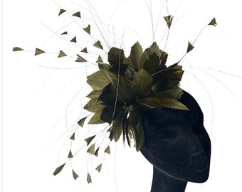 Olive Green Fascinator for Wedding Hat Mother of the Bride Bridesmaid Ascot Races Hat Ladies Day Kentucky Derby Wedding guests Hat