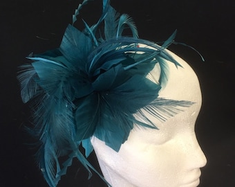 Teal Fascinator Comb Wedding Hat Mother of the Bride Ascot Hat Occasion Hat Ladies Day Kentucky Derby Brides Maid Guest Hat Elegant Hat