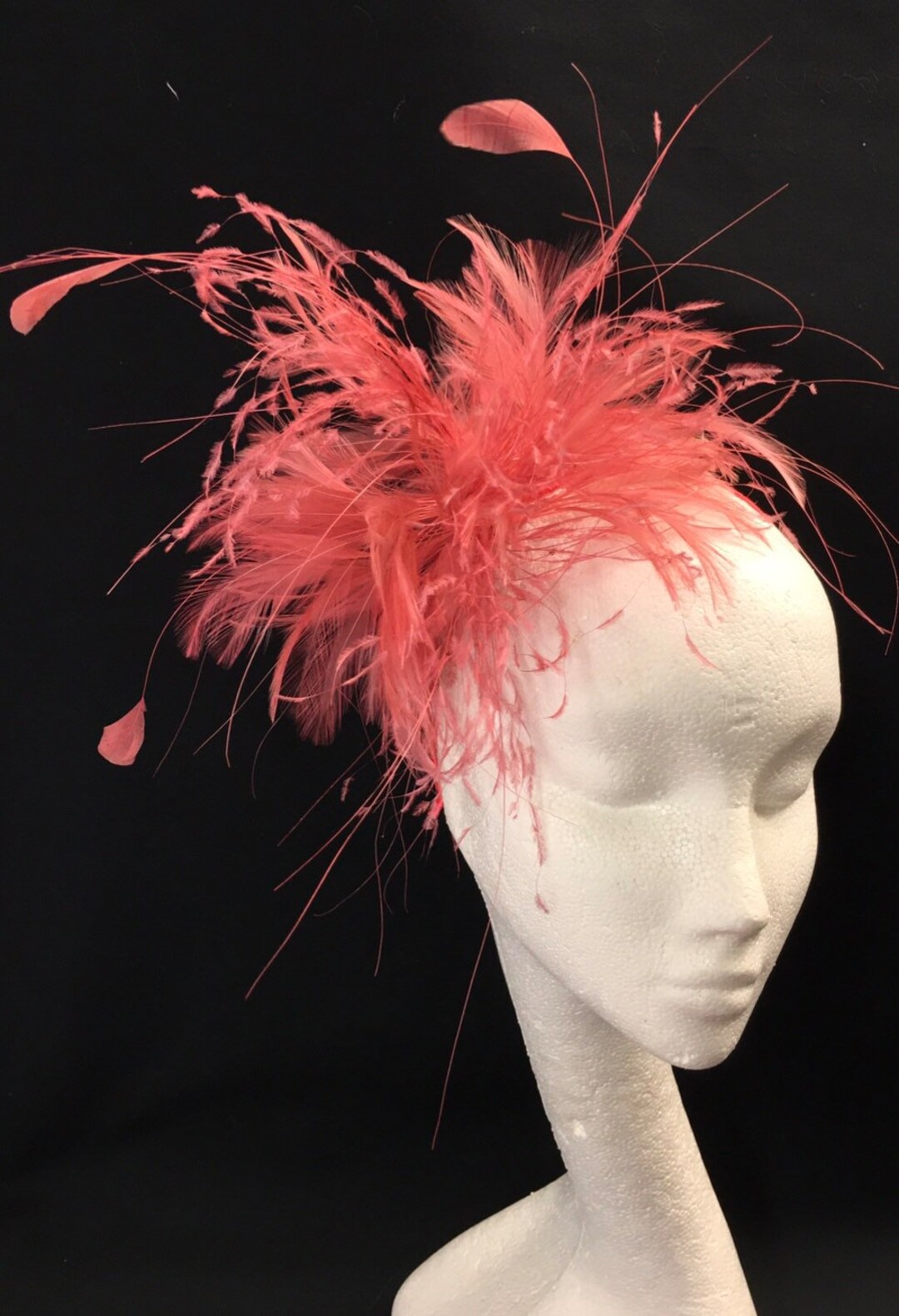 Coral Salmon Fascinator Wedding Hat Mother of the Bride Hat Etsy