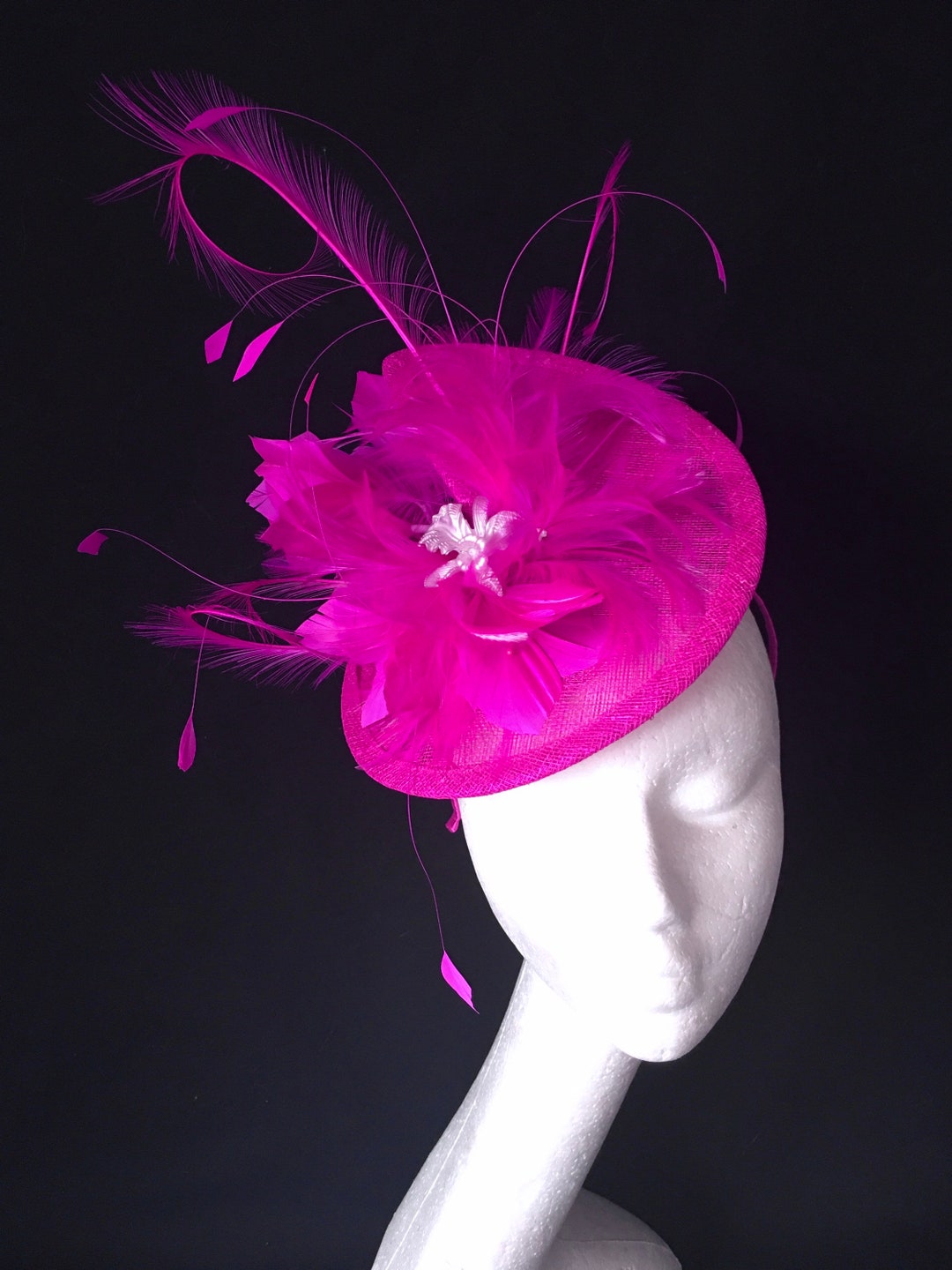 Fuschia Pink Fascinator Hatinator Wedding Hat Mother of the Bride Ascot