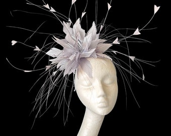 Silver grey Fascinator for Wedding Mother of the Bride Bridesmaid Ascot Races Event Aintree Kentucky Derby Wedding guests Hat