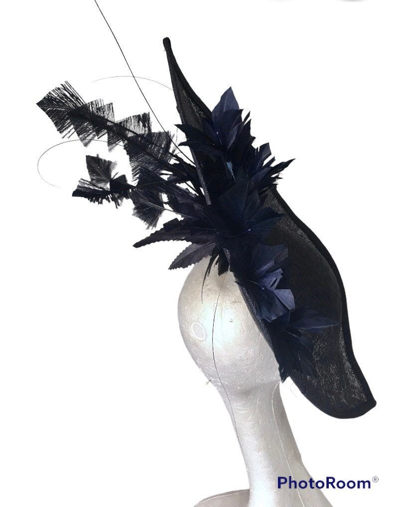 Navy Blue Saucer Hat Wedding Hat Ladies Day Kentucky Derby Etsy