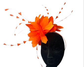 Tangerine Orange Fascinator for Wedding Mother of the Bride Bridesmaid Ascot Races Event Aintree Kentucky Derby Wedding guests Hat