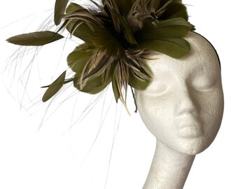 Kaki Olive Green Fascinator Wedding Hat Ascot Hat Ladies Day Hat Brides Maid Hat Mother of the Bride hat Kentucky Derby Hat Occasion Hat