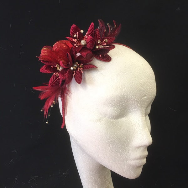 Burgundy/ Wine fascinator Wedding Hat Burgundy Mother of the Bride Hat Brides Maid Burgundy fascinator Guest Ascot Kentucky Derby Races