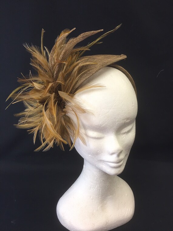 Golden Caramel Fascinator for Wedding 