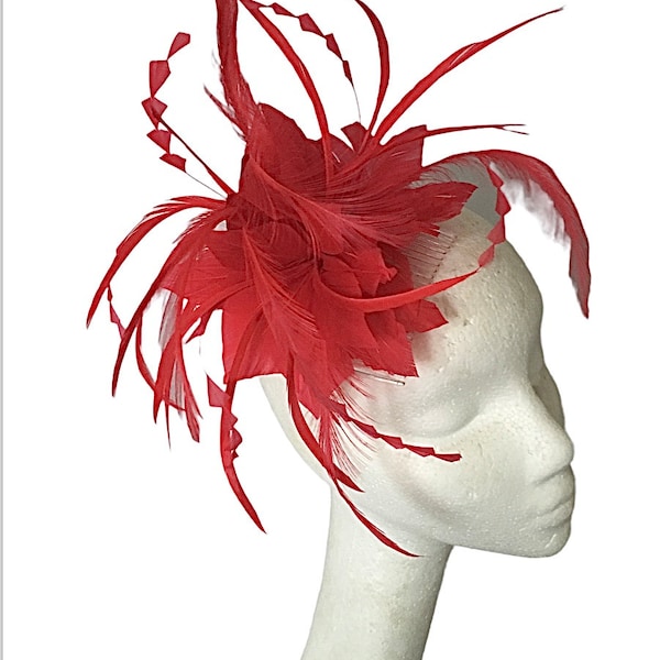 Scarlet Deep Red Band Fascinator Wedding Hat Mother of the Bride Ascot Hat Occasion Hat Ladies Day Kentucky Derby Brides Maid  Elegant Hat