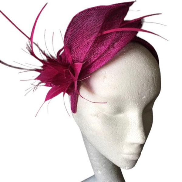 Magenta Fascinator Wedding hat Ascot Races Hat Ladies Maid  Brides Maid Mother of the Bride Occasion hat Kentucky Derby Guest Hat