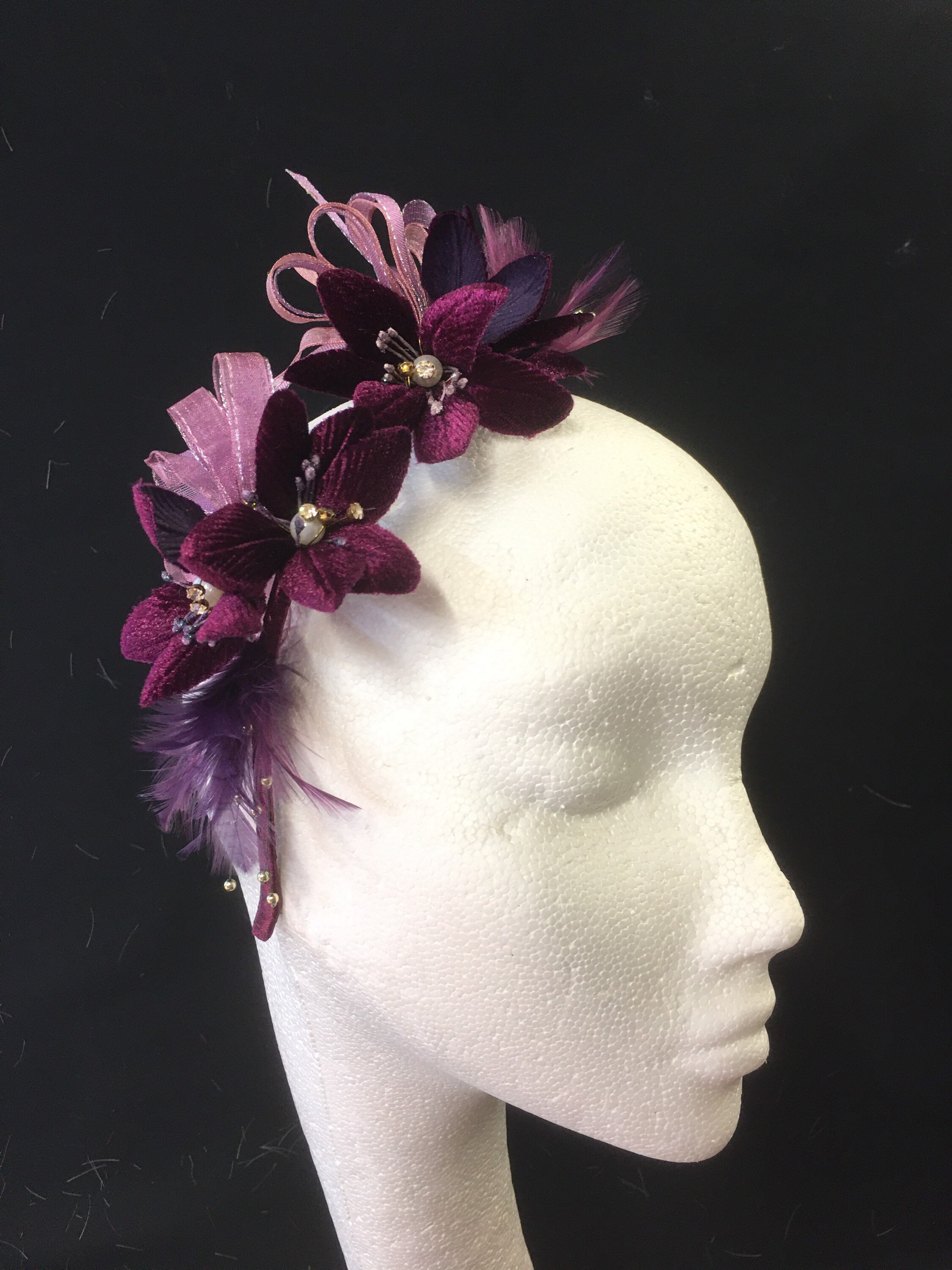 Aubergine Fascinator Wedding Hat Mother 