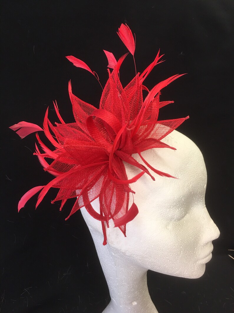 Etsy red fascinator Clearance