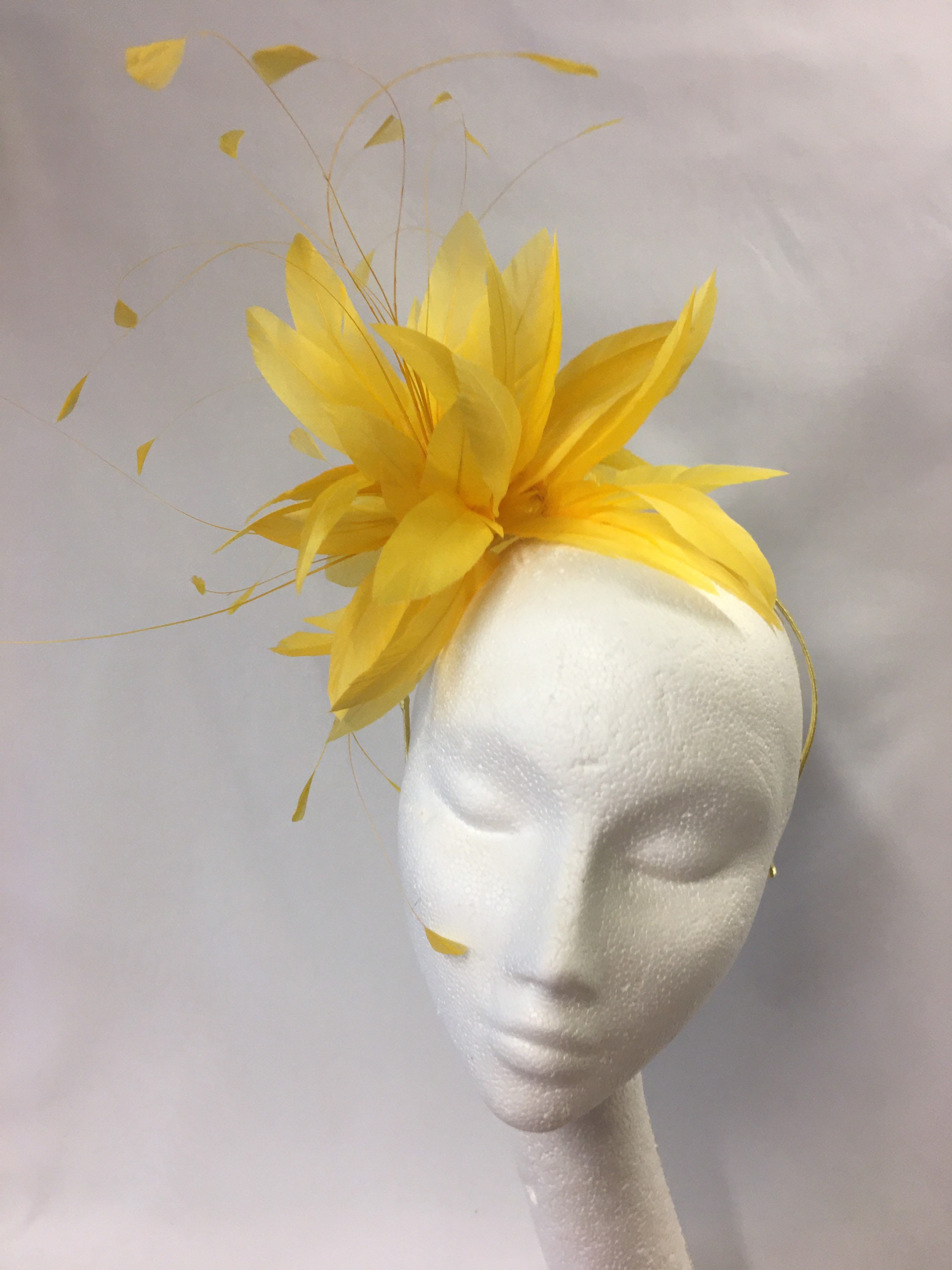 Yellow Feather Fascinator for Wedding 