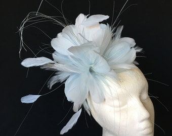 Blue feather Fascinator for Wedding Mother of the Bride Ascot Hat Brides Maid Kentucky Derby Occasion Hat Wedding guest Ladies Day