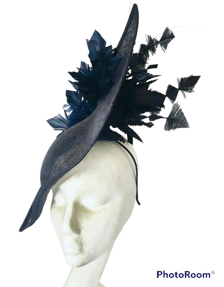 Navy Blue Saucer Hat Wedding Hat Ladies Day Kentucky Derby Etsy