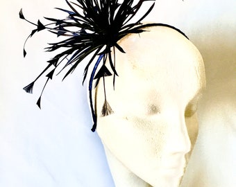 Black Feather Band fascinator Wedding Ascot Mother of the Bride Ladies Day Wedding Hat Bridesmaid Garden Party Guest Hat