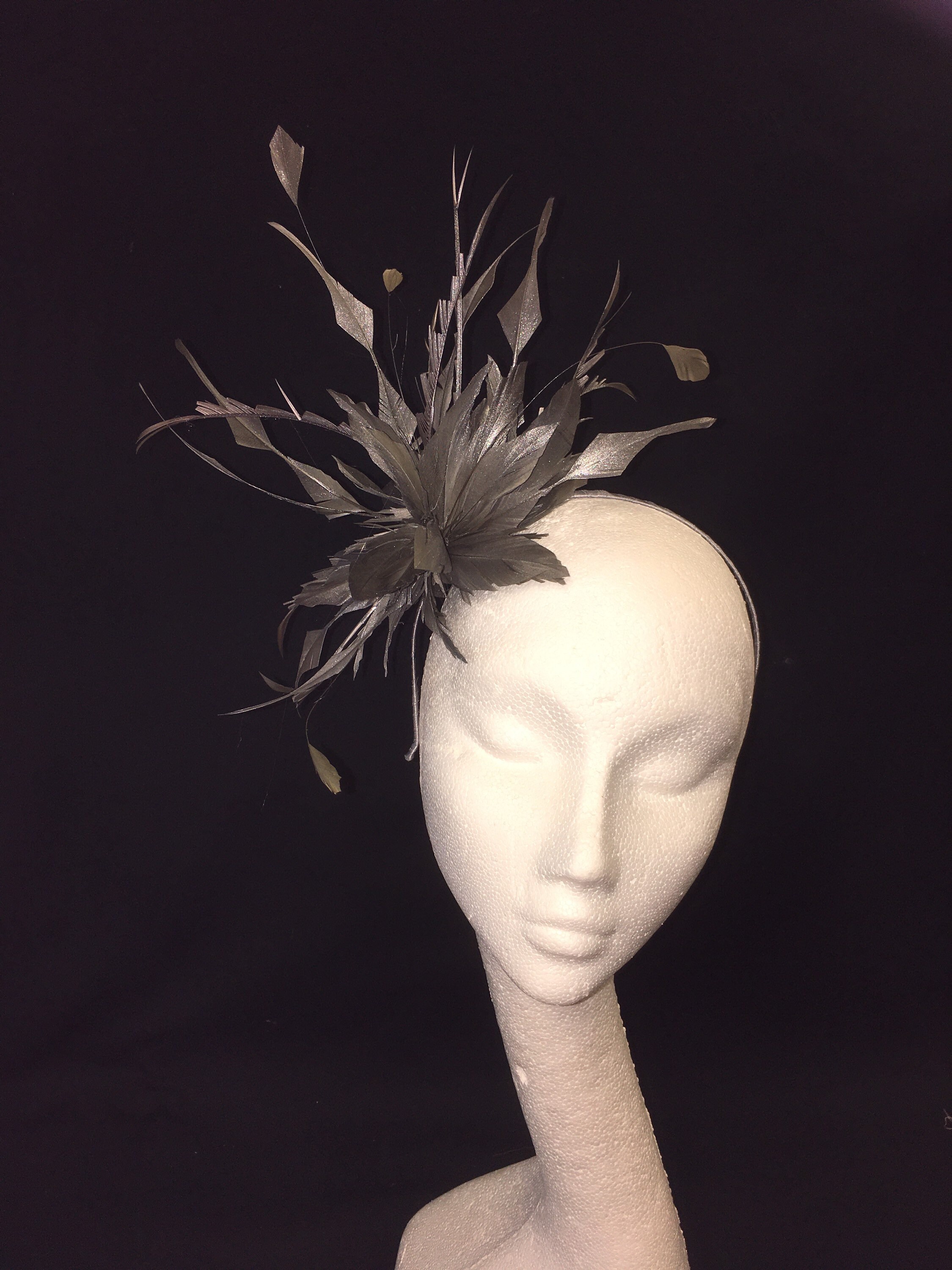 Pewter Silver Feather Fascinator for 