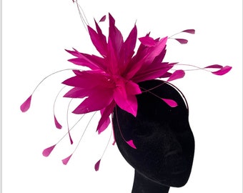 Magenta Feather Fascinator For Wedding Hat Mother of the Bride Ascot Races Kentucky Derby Bridesmaid Hat Occasion Hat Ladies Day Hat