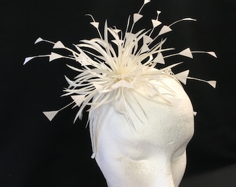 Ivory Feather Band fascinator Wedding Ascot Mother of the Bride Ladies Day Wedding Hat Bridesmaid Garden Party Guest Hat
