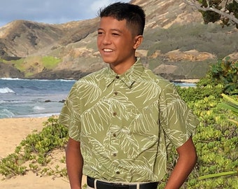 Men's Hawaiian Aloha Green Shirt