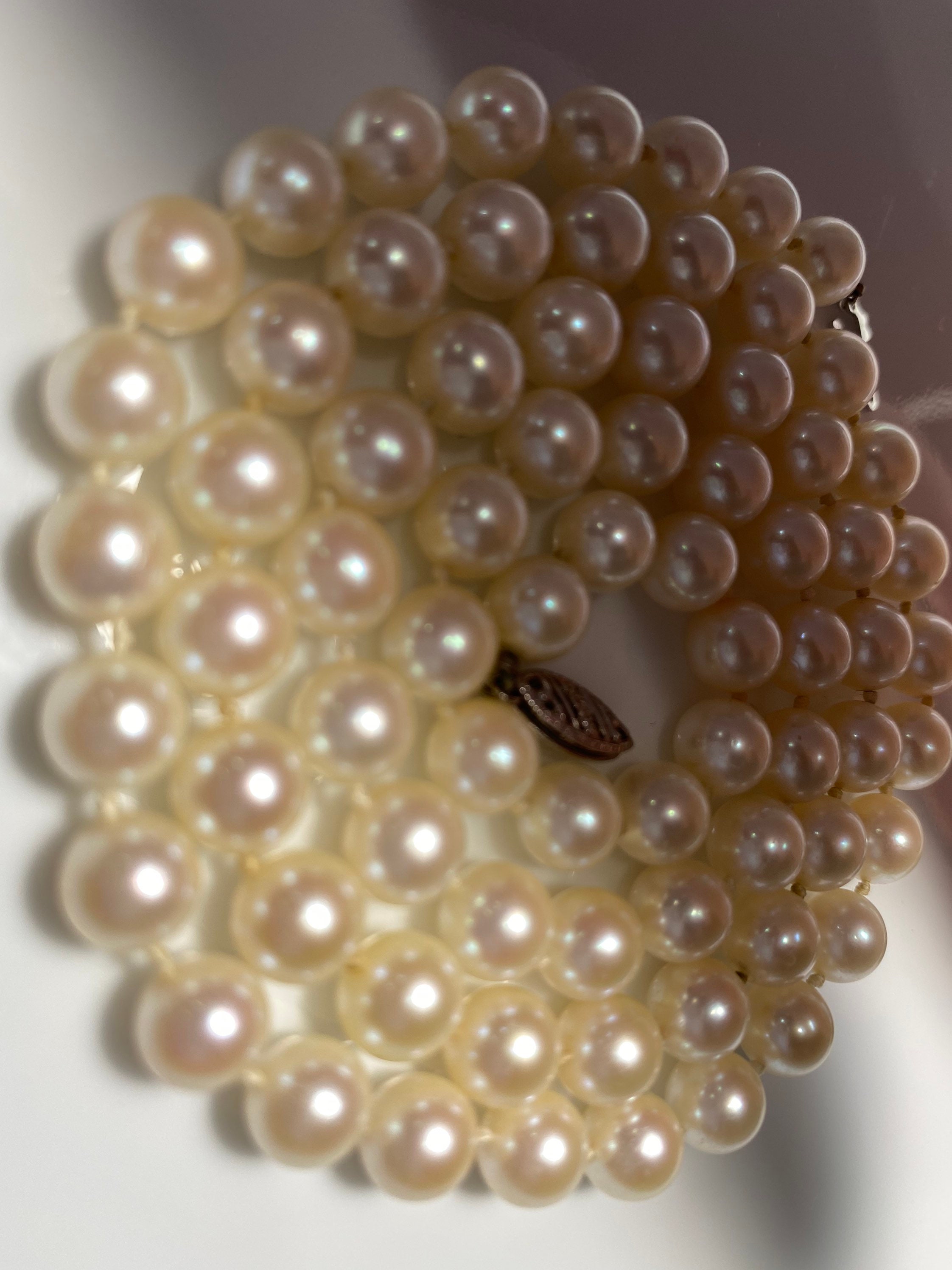 Authentic Japanese Akoya Pearl Necklace 24 Etsy