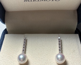 Breathtaking Mikimoto Akoya Pearl Earrings Diamonds