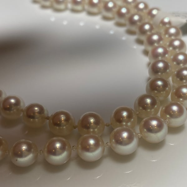 Authentic Japanese Akoya Pearl Necklace with Diamond clasp!!