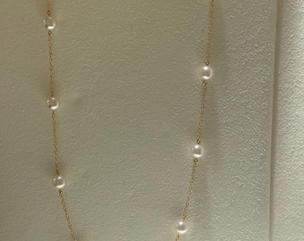 Beautiful Mikimoto Akoya Pearl Station Necklace