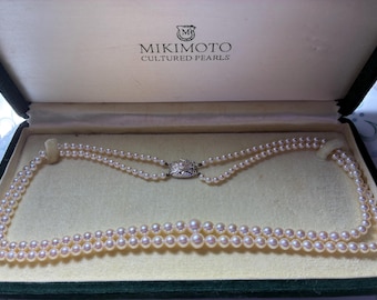 Stunning Mikimoto Double Stranded Akoya Graduated Pearl Necklace