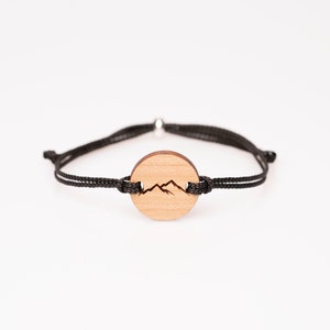 Bergenarmband van kersenhout, gepersonaliseerd, houten sieraad, houten armband, partnerarmband, herenarmband.