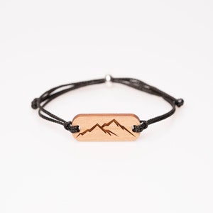 Mountains elongated bracelet made of cherry wood, personalized, wooden jewelry, wooden bracelet, partner bracelet, men&#39;s bracelet.