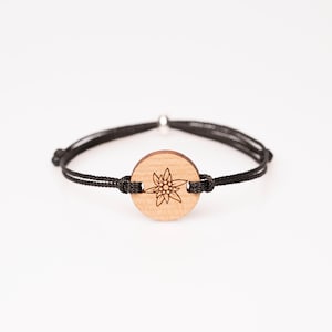 Edelweiss bracelet made of cherry wood, personalized, wooden jewelry, partner bracelet,