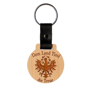 Tyrolean Eagle Keychain, Personalized, Gift, Cherry Wood & Cactus Leather