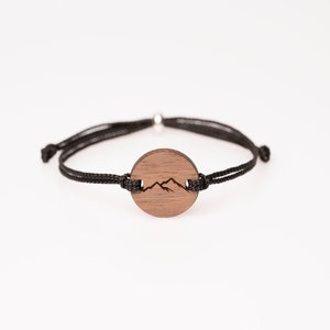 Bergenarmband van walnoot, gepersonaliseerd, houten sieraad, houten armband, partnerarmband, herenarmband.