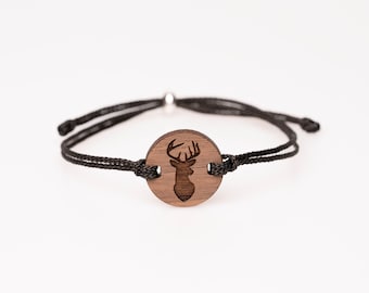 Deer bracelet made of walnut, personalized, wooden jewelry, wooden bracelet