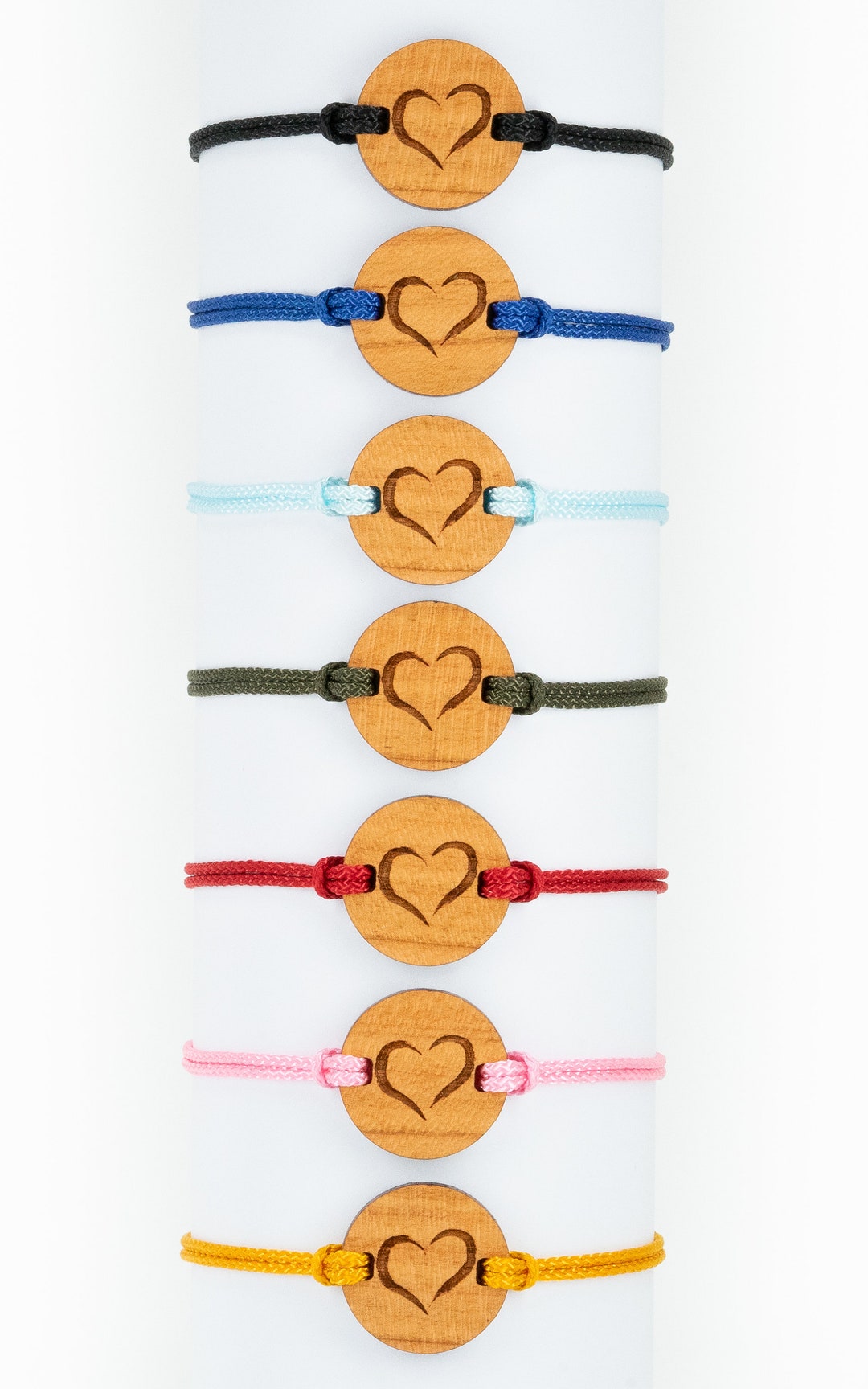 Heart Bracelet Made of Cherry Wood, Personalized, Wooden Jewelry