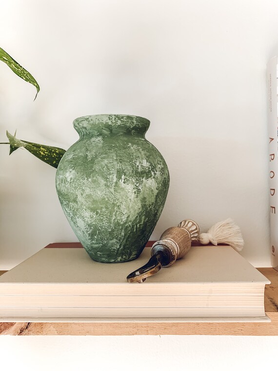 Sage & Forest Green Marble Vase Etsy