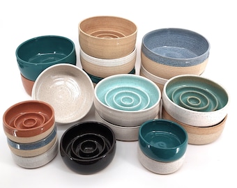 IMPERFECTS / SECONDS: (please message us with any questions) Handmade Ceramic Dog Bowls, Variety (slow feeders OR water bowls)