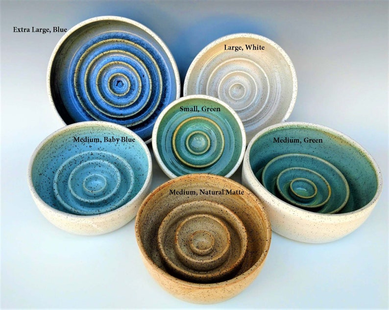 Handmade Ceramic Dog Bowl Slow Feeder Blue Etsy