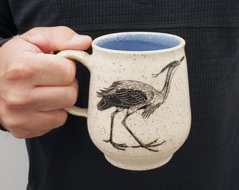 The SUMMER BIRD MUG, Two Shapes, Large, 18 oz | Handmade Ceramic Mug | Unique Mug | Coffee Mug | Tea Mug | Gift | Coffee Lover