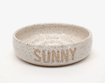 Personalized Slow Feeder Handmade Ceramic Cat Bowl